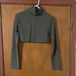 Express Forest Green Long Sleeve Crop Top
